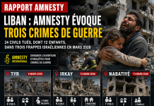 Liban : Amnesty trois crimes de guerre israéliens