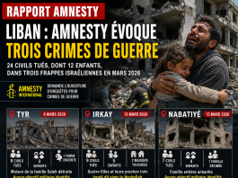 Liban : Amnesty trois crimes de guerre israéliens