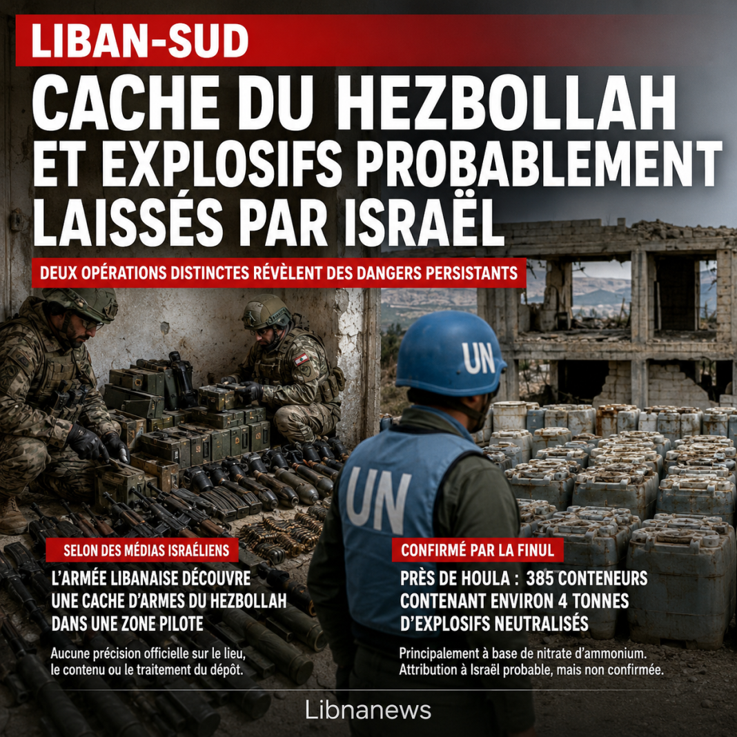 South Lebanon: Hezbollah weapons and Israeli explosives discovered