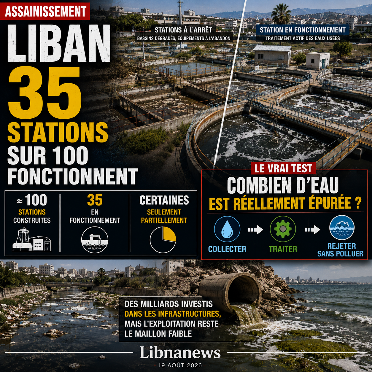 Eaux usées : l’histoire d’un système libanais inachevé