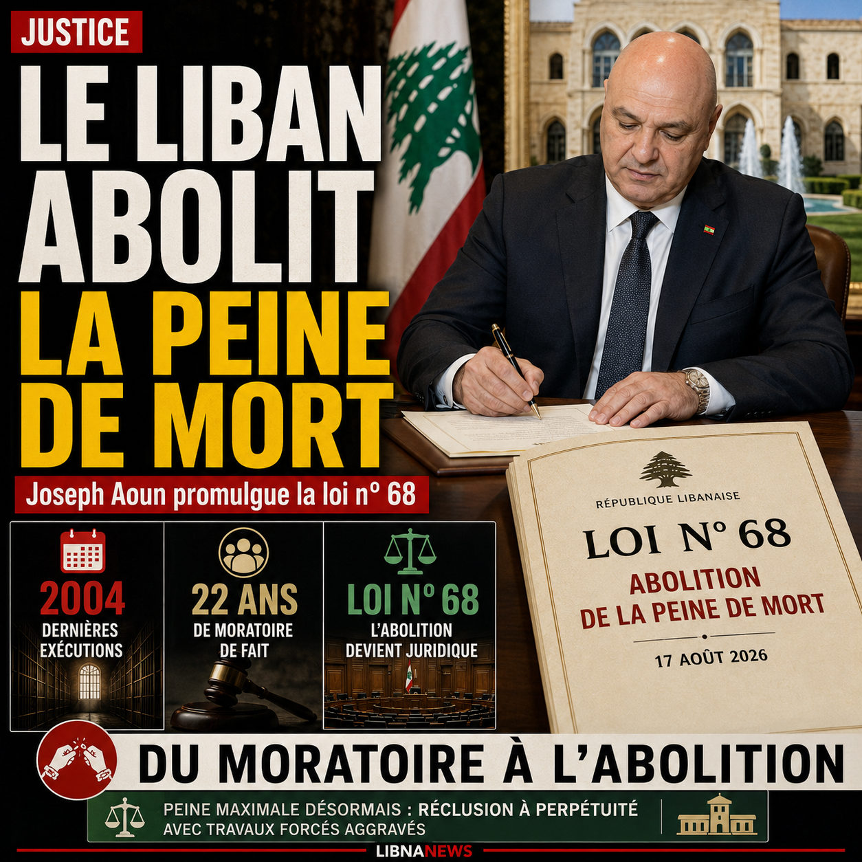 Lebanon permanently abolishes the death penalty