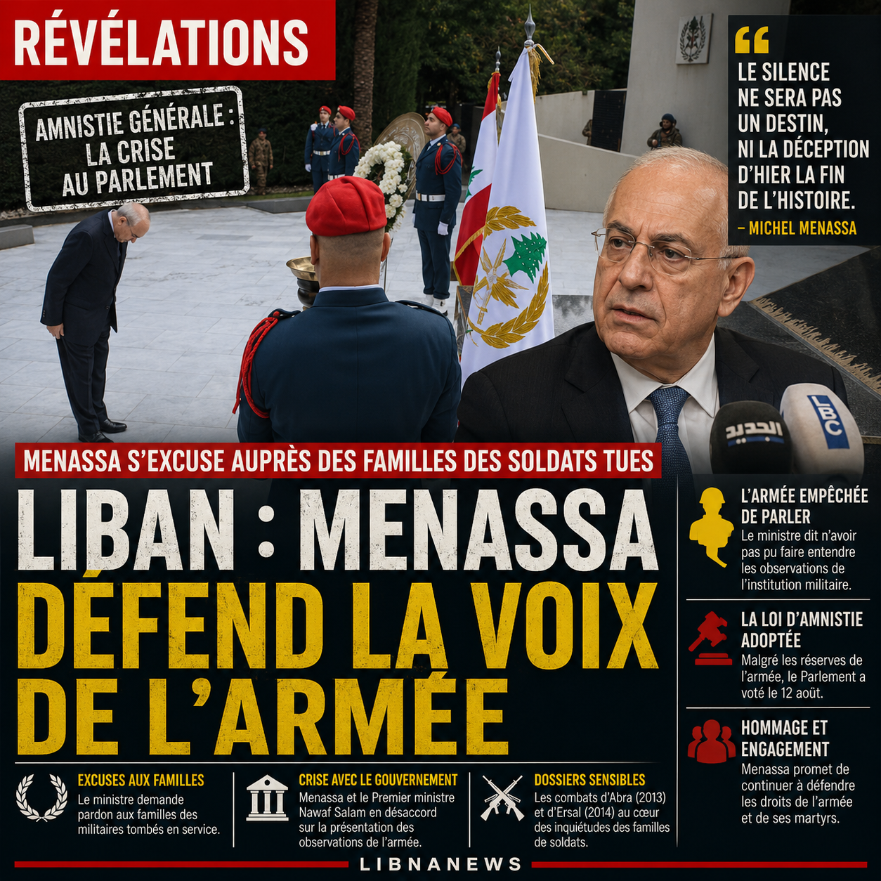 Liban : Menassa défend la voix de l’armée