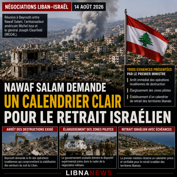Lebanon: Salam calls for Israeli withdrawal schedule