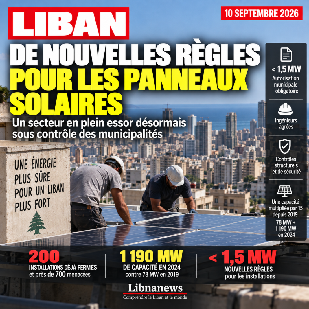 Liban : de nouvelles règles pour les panneaux solaires