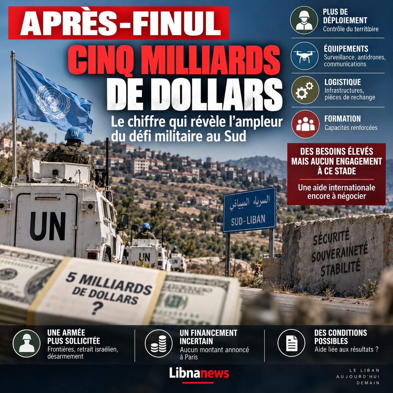 Cinq milliards de dollars pour remplacer la FINUL : le chiffre qui révèle l’ampleur du défi militaire au Sud
