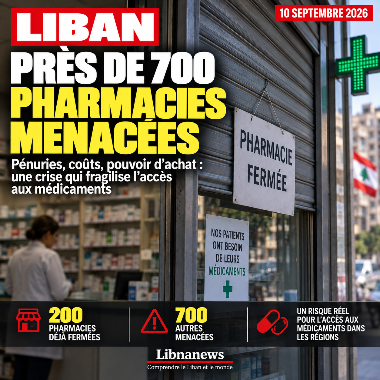 Liban : près de 700 pharmacies menacées de fermeture