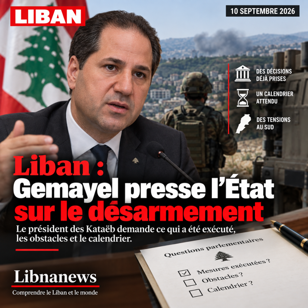 Liban : Gemayel presse l’État sur le désarmement