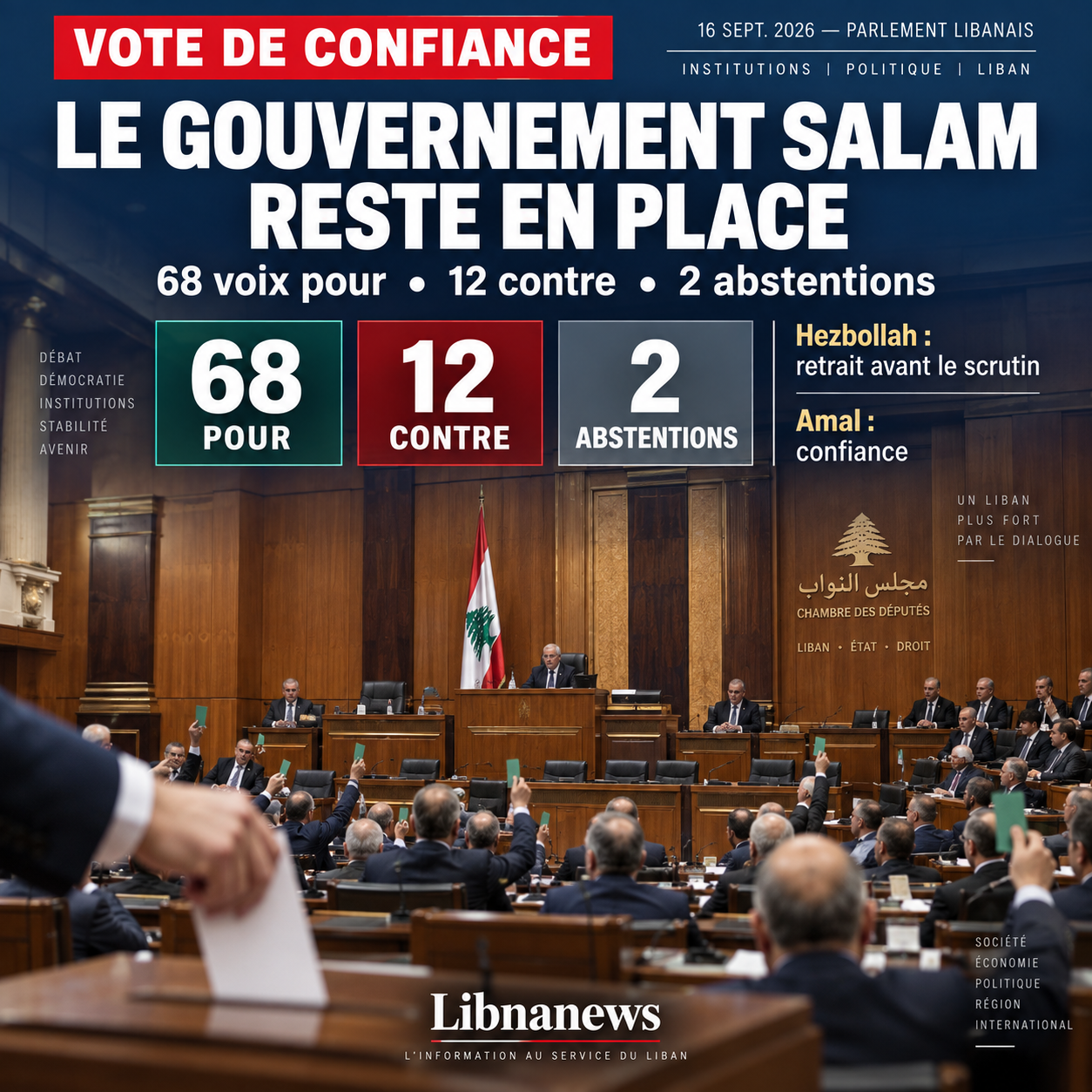 Liban : le gouvernement Salam conserve la confiance