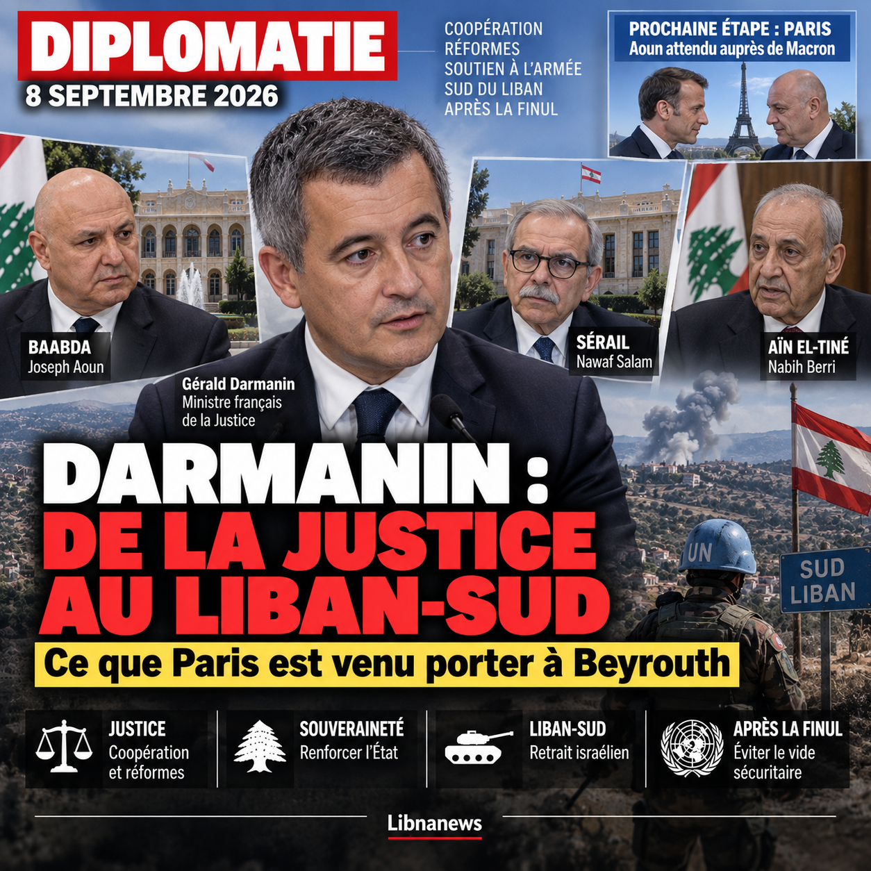 De Justicia al sur del Líbano: Lo que Gérald Darmanin vino a traer a Beirut