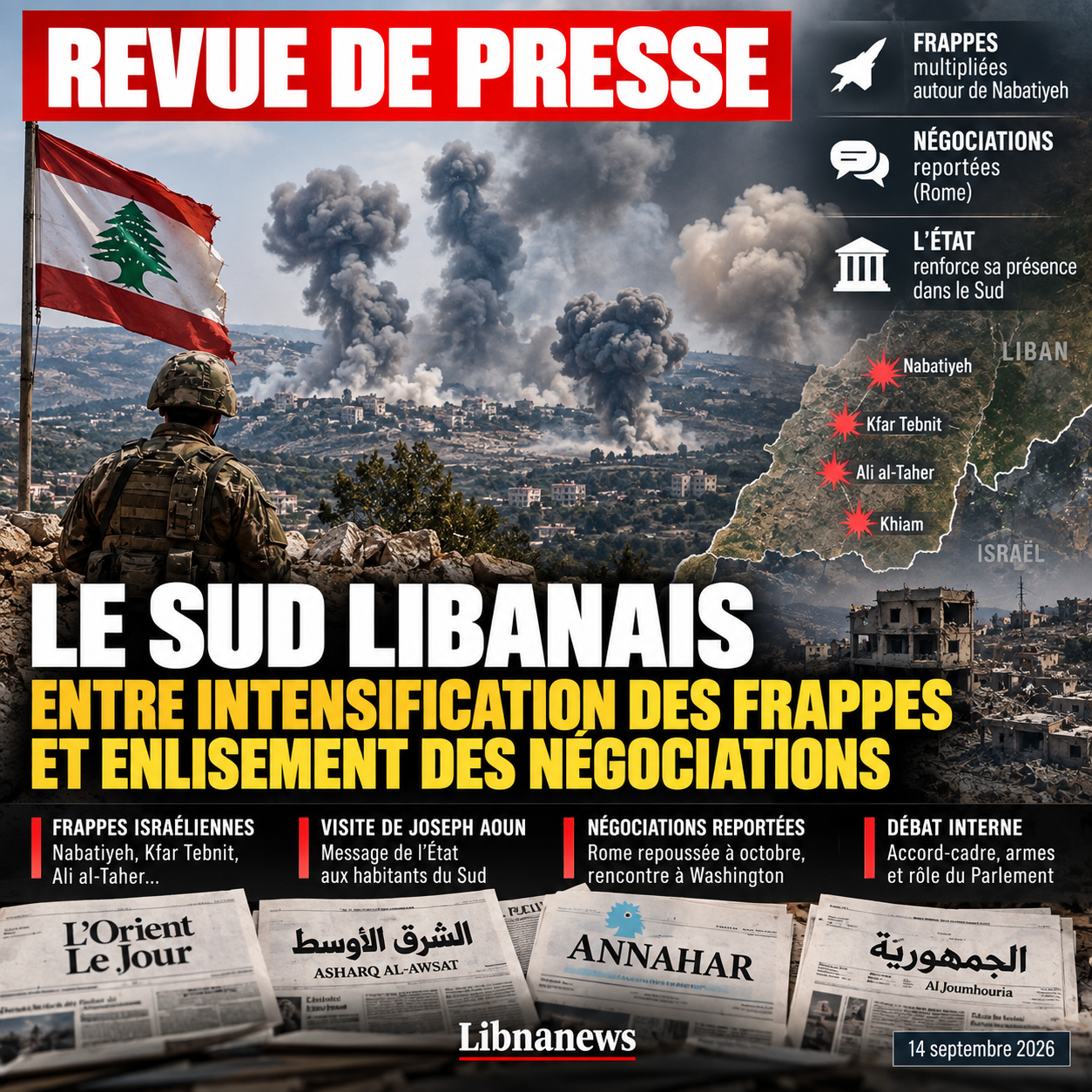 Revue de presse : le Sud libanais entre intensification des frappes et enlisement des négociations