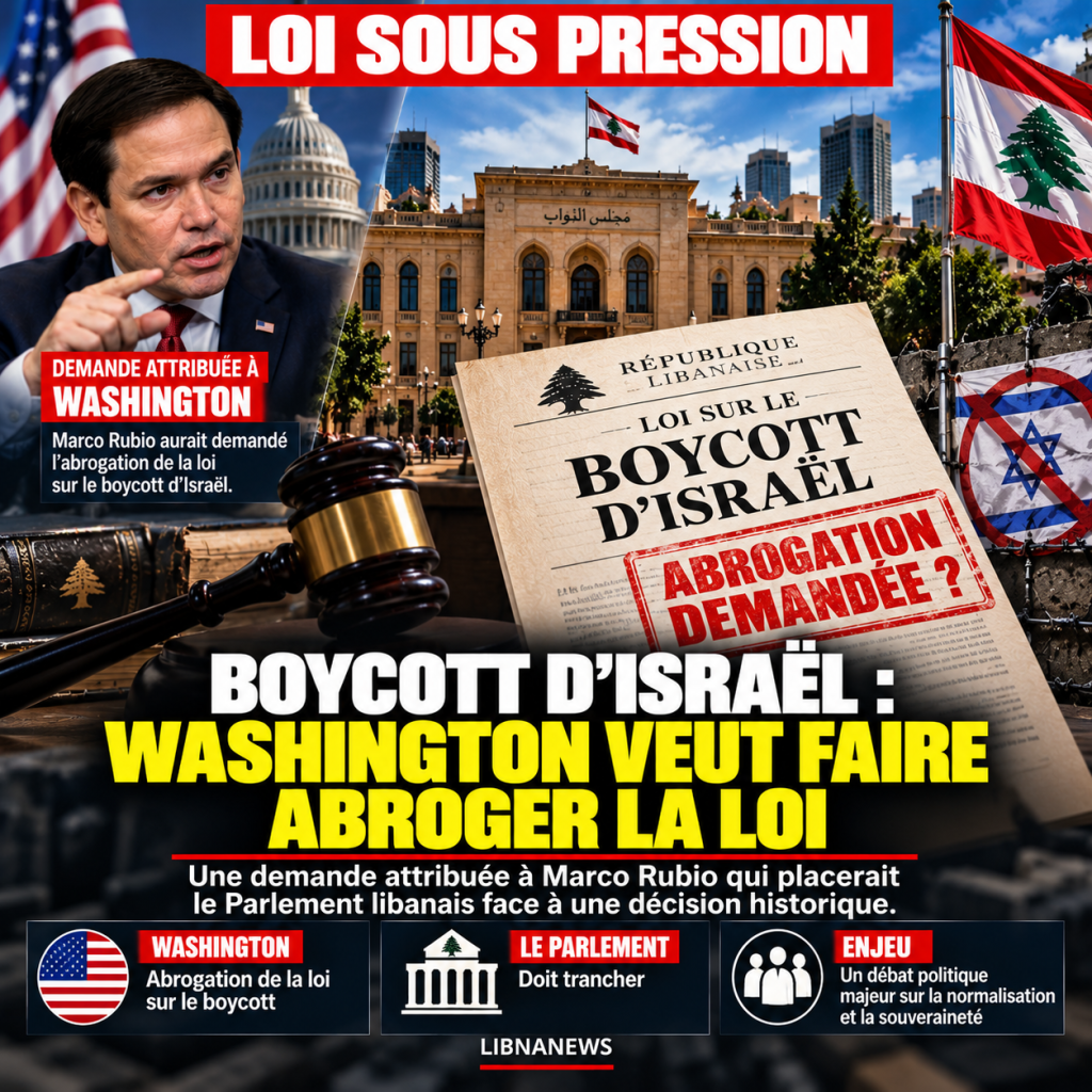 Boycott d’Israël : Washington voudrait faire tomber une loi historique au Liban